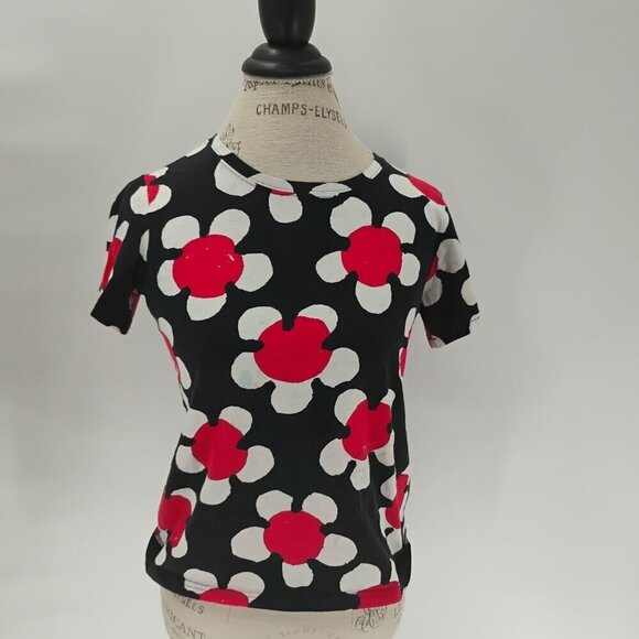 MARC JACOBS FLOWERS PRINT JERSEY T SHIRT WOMEN RUNWAY EDITION PATTERN y2k vintg - Picture 1 of 13